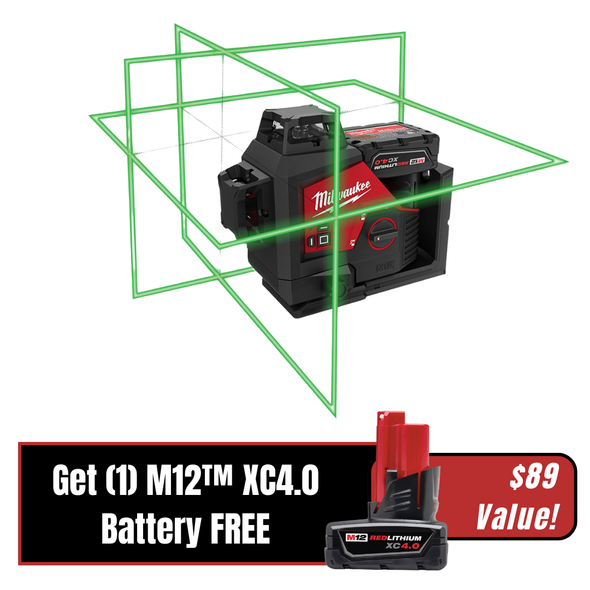 Milwaukee M12 GREEN 3 PLANE LASER KIT-(3632-21)