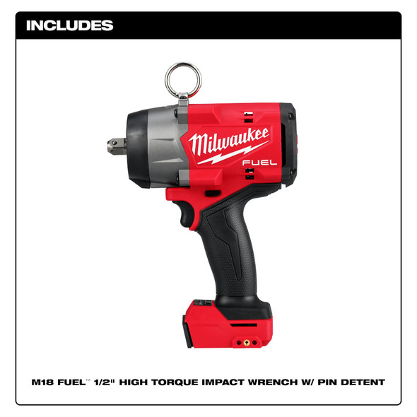 Milwaukee M18 FUEL™ 1/2" High Torque Impact Wrench w/ Pin Detent - Bare Tool-(2966-20)