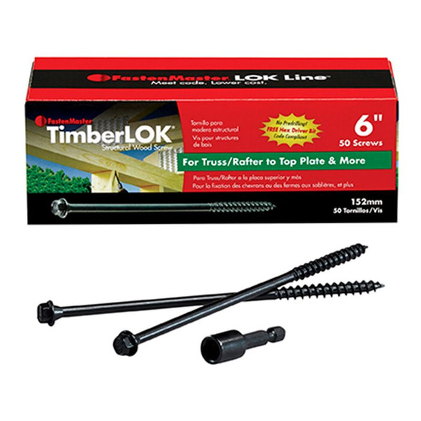 TimberLOK® 6" Structural Wood Screw 50 PCS (FMTLOK06-50)