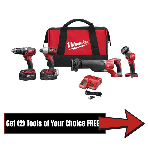 Milwaukee M18 Cordless Lithium-Ion 4-Tool Combo Kit - (2696-24)