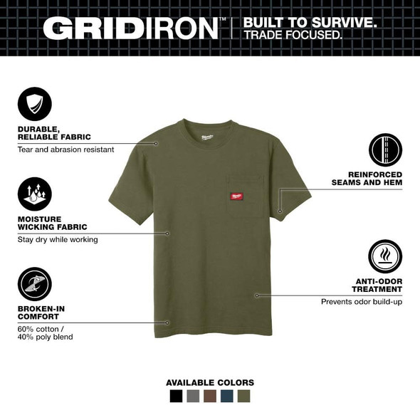 Milwaukee GRIDIRON™ Pocket T-Shirt - Green Short Sleeve