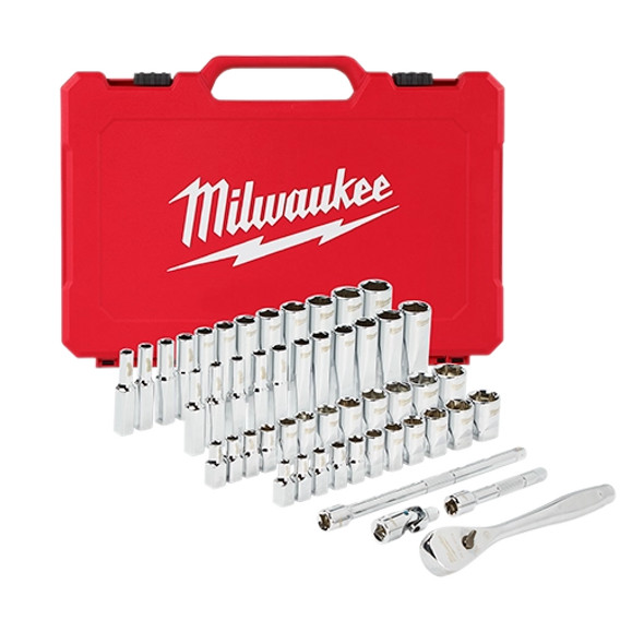Milwaukee 50 PC METRIC & SAE 1/4" Drive Ratchet & Socket Set (48-22-9004)