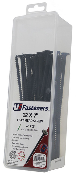 U2 BLACK FLAT HEAD SCREW 12 x 7" Small Pack 40 PCS (W12107000H)