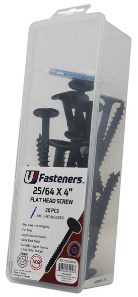 U2 BLACK FLAT HEAD SCREW 25/64 x 4" Small Pack 20 PCS (W27104000H)