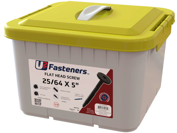 U2 BLACK FLAT HEAD SCREW 25/64 x 5" Bulk 300 PCS (W27105000B)