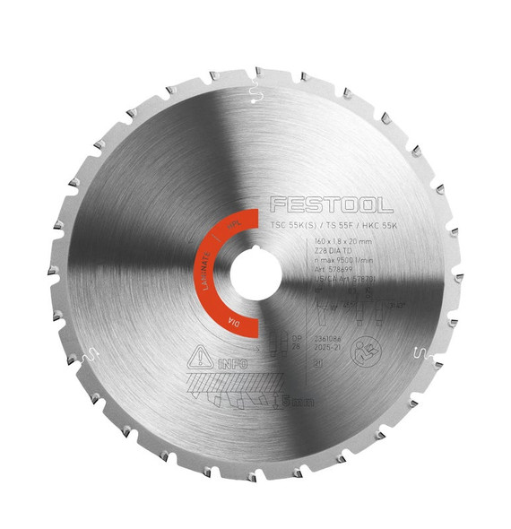 Diamond Saw Blade Laminate/HPL 160x1,8x20 F/FA28 (578701)