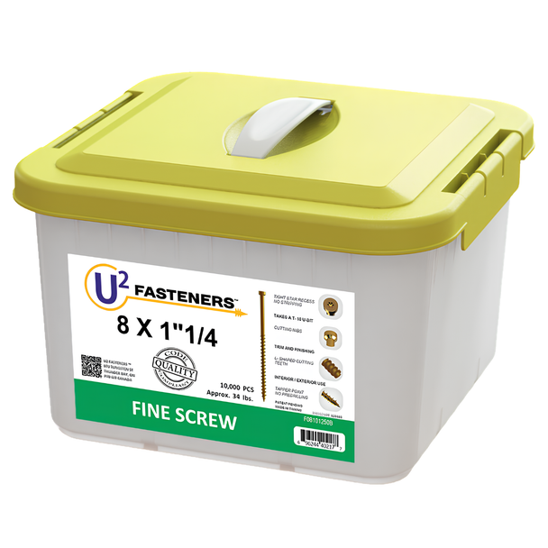 U2 FINE SCREW 8 x 1-1/4 Bulk 10,000 PCS (F08101250B)