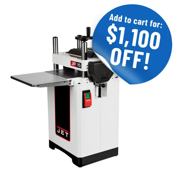 Jet JWP-15B, 15-Inch Planer, HSS Knife Cutterhead, 3 HP, 1Ph 230V (JT9-722150)