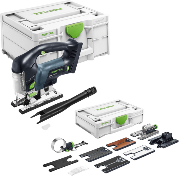 Festool Cordless Pendulum Jigsaw PSBC 420 Basic with Festool Carvex Jigsaw Accessory Kit IMPERIAL (576531-576790)