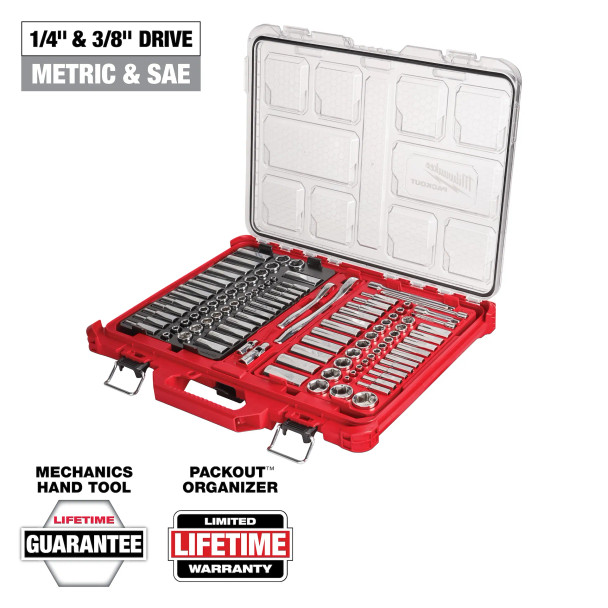 Milwaukee 106 PC 1/4" & 3/8" Drive METRIC & SAE Ratchet & Socket Set (48-22-9486)