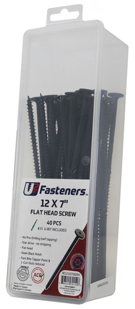 U2 BLACK FLAT HEAD SCREW 12 x 7" Small Pack 40 PCS (W12107000H)