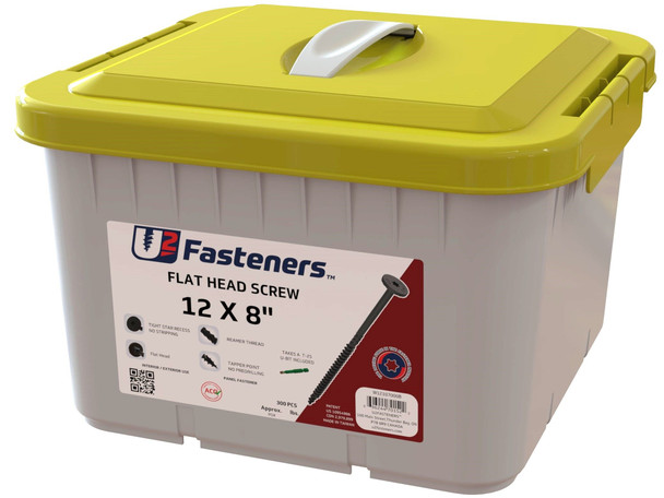 U2 BLACK FLAT HEAD SCREW 12 x 8" Bulk 300 PCS (W12108000B)