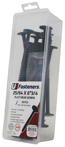 U2 BLACK FLAT HEAD SCREW 25/64 x 6-3/4" Small Pack 20 PCS (W27106750H)