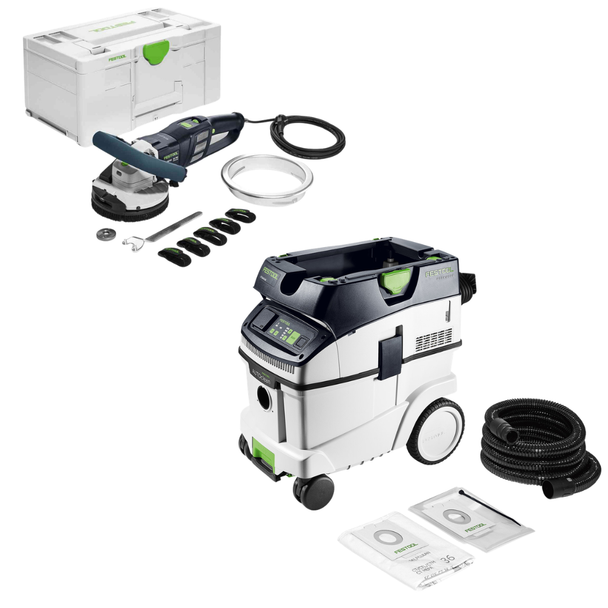 Festool Diamond Grinder RG 130 ECI-Plus with Festool CT 36 EI Auto Clean HEPA Dust Extractor (577048-577874)