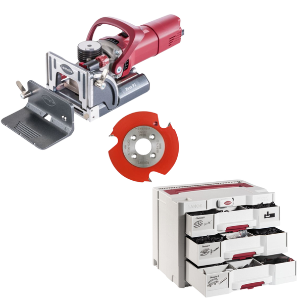 Lamello Zeta P2 with Carbide Cutter, Drill Jig & Bit with Lamello Professional P-System Connector Assortment Kit in SYS (101403S-145323)