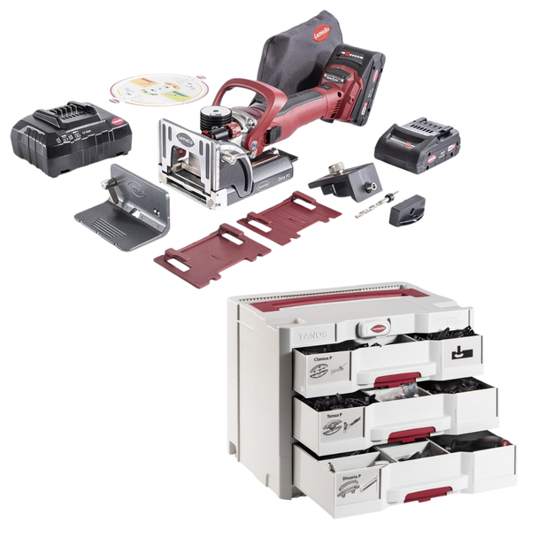 Lamello Zeta P2 Cordless Diamond Cutter Kit with Lamello Professional P-System Connector Assortment Kit in SYS (101801DS-145323)