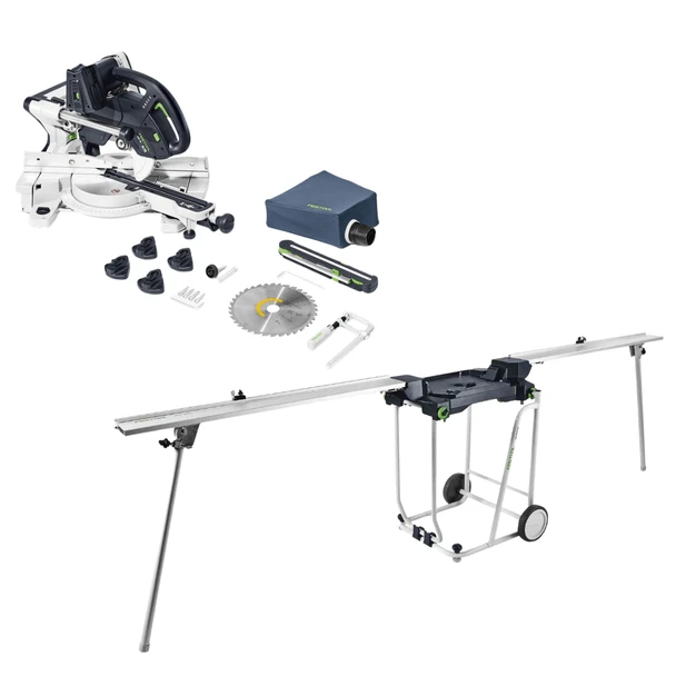 Festool Cordless Kapex KSC 60 EB-Basic with KSC 60 UG Underframe & Extension Set with Dual (Metric & Imperial) Scale (577776-200129-578920)