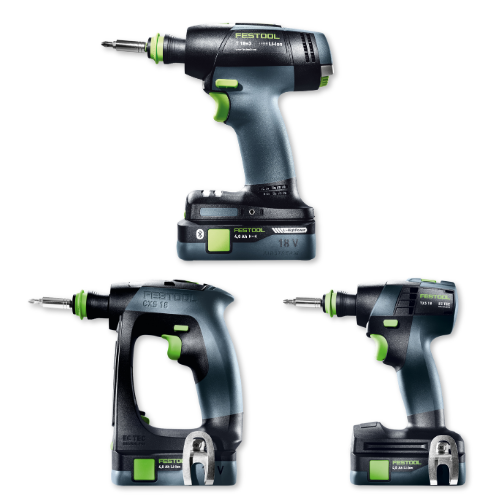 Still photos of Festool Cordless Drill Lineup for category page.