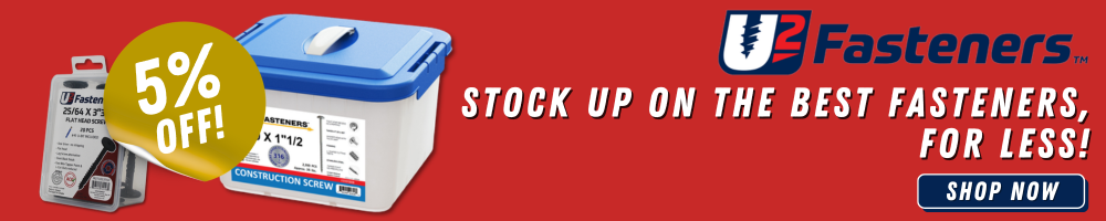 Fasteners Screws U2 Fasteners GRK Fasteners Kreg Screws  MAX USA Fasteners FastenMaster Fasten Master Bullseye Fasteners Gauge Straight Finish Nails AugerBolts Bits TopStar Bits Deck Elite Screws Caliburn Concrete Screws FIN TRIM Low Profile Cabinet Screws Multi Purpose Framing Screws Composite Trim Screws RSS Structural Screws Top Star Adjustable Shim Screws Sale Discount On Sale Black Flat Head Screw U-Bits Universal Screw Cap Screw Construction Screw Fine Screw Re-Fine Screw Top Star Screw Steel Siding Screw Vinyl Extrusion Screw