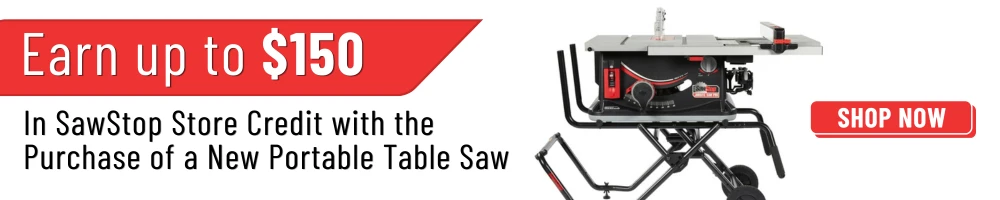 SawStop portable table saw promo jobsite saw compact table saw  jobsite saw pro mobile cart
