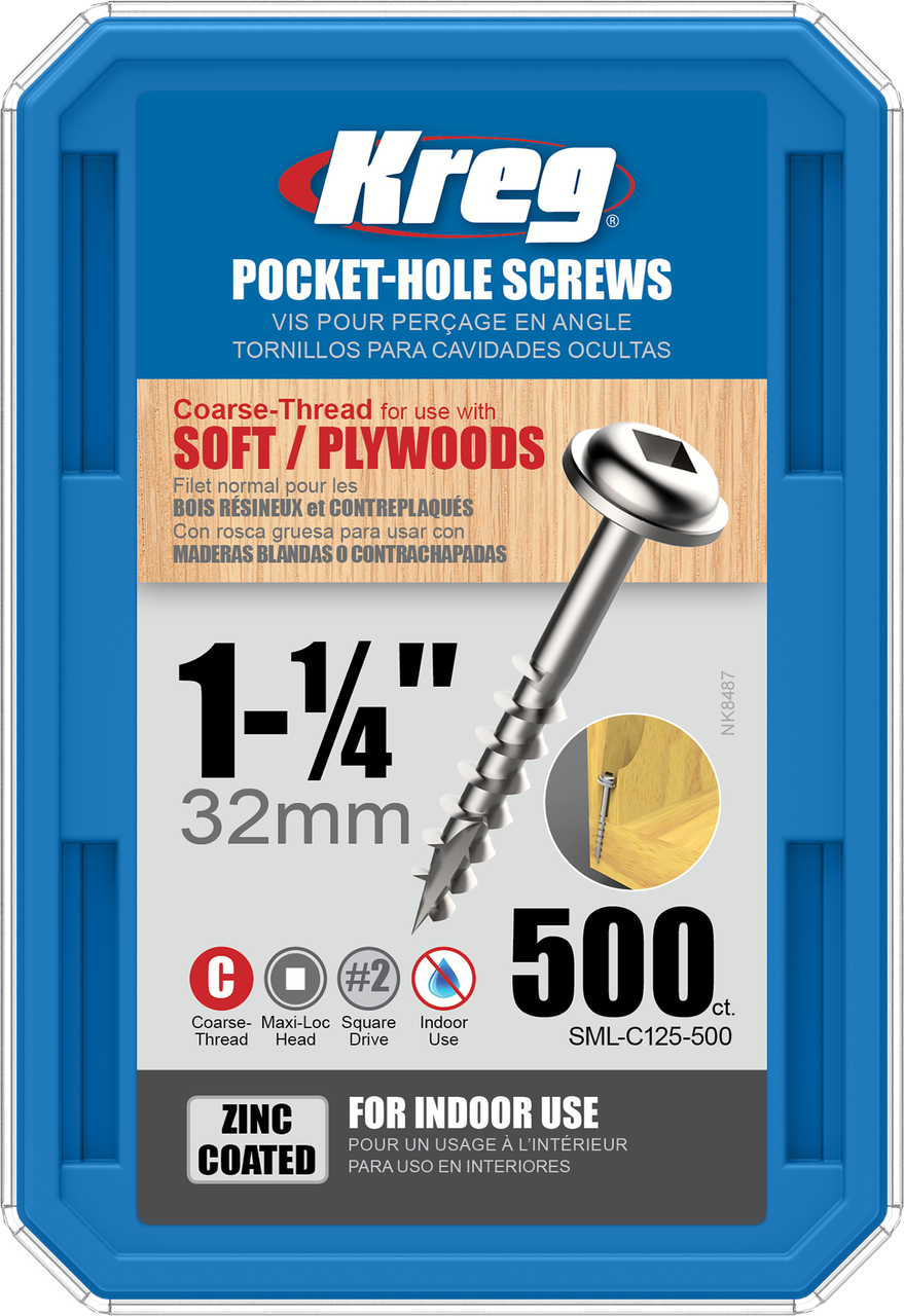 Pocket Hole Screws, LIONMAX Wood Screws #8 X 1-1/4" 600PCS Washer Head With Coarse Thread Square Drive Self Tapping For Indoor Use Zinc Plated 150mm Drive Bit Included