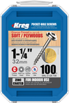 Kreg Zinc Pocket-Hole Screws 1-1/4", #8 Coarse, Washer-Head, 100 Count (SML-C125-100)