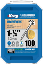 Viti Kreg Per Pocket Hole, 32mm / 1-1/4″, Testa A Rondella, Filettatura Fine, Confezione Da 250 Pz (SML-F125-250-EUR)