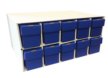 Card Penthouse House Storage Box - with 10 800-Count Blue Vertical Storage Boxes