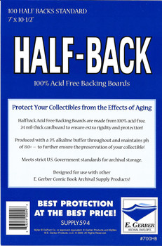 Comic Backing Boards - 24pt Half Back - Standard 7x10-1/2 - 100ct Comic Backing Boards - 24pt Half Back - Standard 7x10-1/2 - 100ct