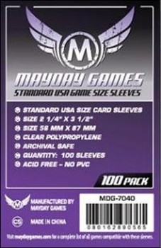 Mayday Games Standard USA Card Sleeves - 56mm x 87mm - 100ct Pack Mayday Games Standard USA Card Sleeves - 56mm x 87mm - 100ct Pack