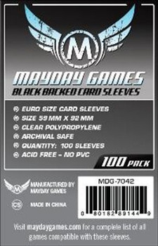 Mayday Games Euro Card Sleeves Black Backed - 59mm x 92mm - 100ct Pack Mayday Games Euro Card Sleeves Black Backed - 59mm x 92mm - 100ct Pack