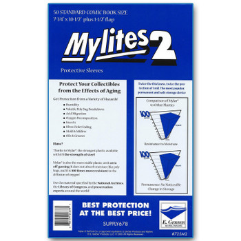 2 Mil Standard Comic Mylar 7-1/4"x10-1/2" - Mylites 2 - 50ct Pack 2 Mil Standard Comic Mylar 7-1/4"x10-1/2" - Mylites 2 - 50ct Pack