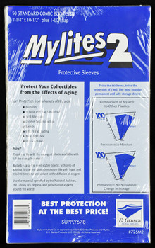 2 Mil Standard Comic Mylar 7-1/4"x10-1/2" - Mylites 2 - 50ct Pack 2 Mil Standard Comic Mylar 7-1/4"x10-1/2" - Mylites 2 - 50ct Pack