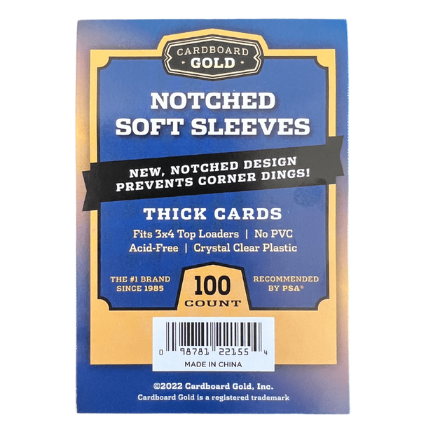 Premium Easy Glide Notched Thick Trading Card Soft Sleeves - 100ct Pack