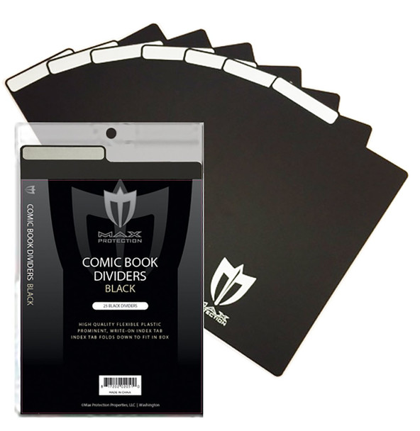 25ct Max Pro Comic Book Dividers - Black - New Design Innovative Flex Fold Tabs