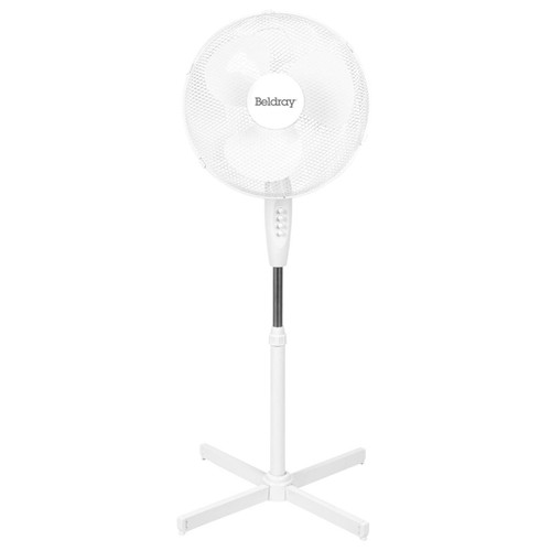 Beldray 16 Inch Pedestal Stand Fan With Adjustable Head Height, 45W, White  EH3196 5054061293845