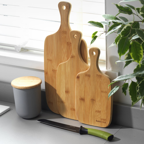 Salter Bamboo Paddle Chopping Board Set 3 Piece Food Serving Board  BW06732 5054061183276 