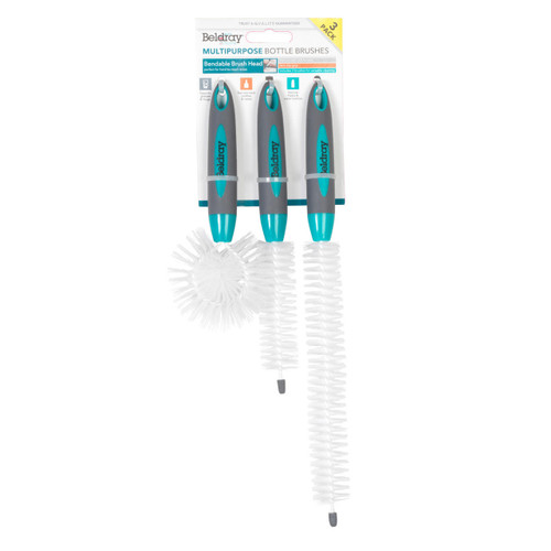 Beldray® 3 Pack Bottle Brushes, Bendable Brush Head, Anti Slip Grip  LA082770EU7 5053191082770 