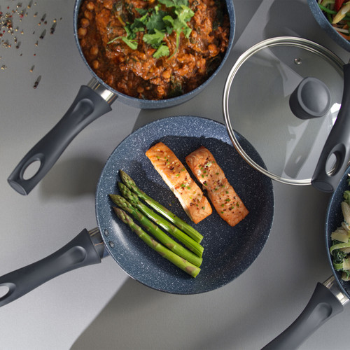 Russell Hobbs Blue Marble 20 cm Non-Stick Fry Pan, Pressed Aluminium