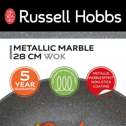 Russell Hobbs Metallic Marble 28 cm Wok With Lid