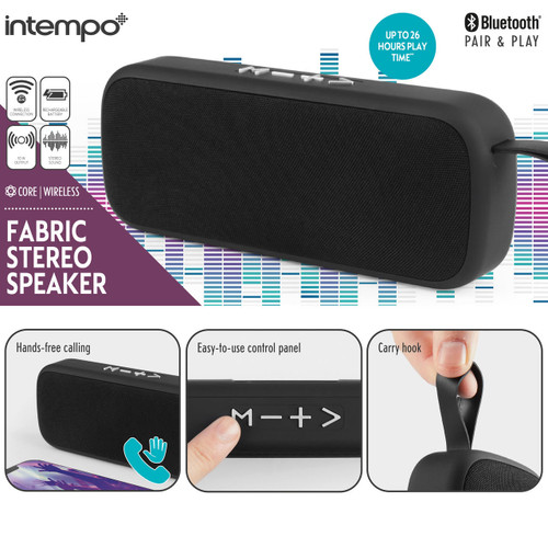 Intempo Fabric Stereo Speaker, Black  EE4296BLKSTKUK 5054061460988