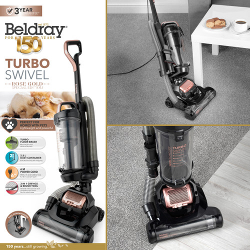 Beldray® Turbo Swivel Vacuum Cleaner, 2.5 L, Rose Gold