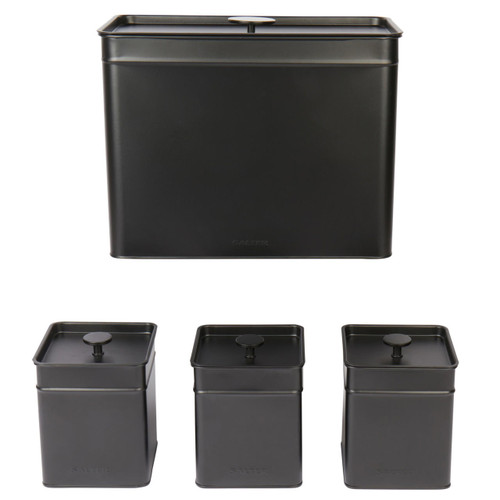 Salter 4-Piece Bread Bin & Cannister Set - Kuro Collection, Black  BW12614EU7 5054061549294