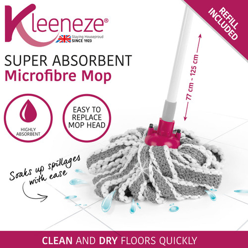 Kleeneze® Super Absorbent Microfibre Mop | Extendable Handle  KL069917FSFOB 5053191069917 