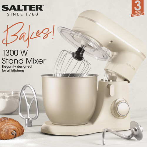 Salter Bakes Stand Mixer –  4L Mixing Bowl, 10 Speed Settings, 1300W