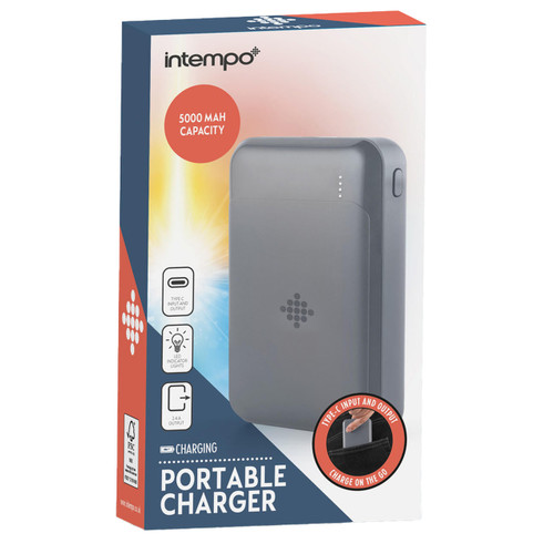 Intempo Portable Charger – Fast Charging, Micro USB Cable Included, 5000 MAH Battery, Grey  EE7529GRYSTKEU7 5054061520767