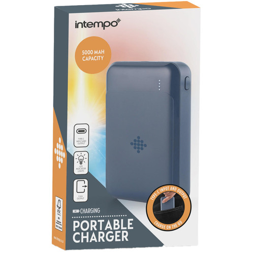 Intempo Portable Charger – Fast Charging, Micro USB Cable Included, 5000 MAH Battery, Blue  EE7529BLUSTKEU7 5054061520231