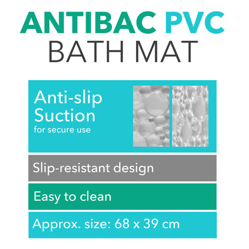 Beldray Anti-Bac PVC Bath Mat – Anti-Slip Suction, Anti-Bac Protection, 68 x 39 cm  LA032678UFFEU7 5054061532678