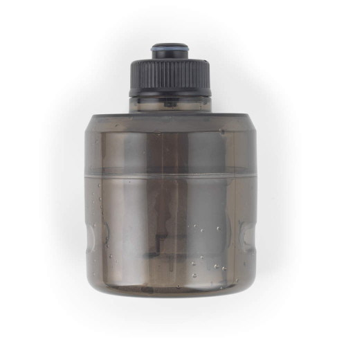 Black plastic water filter replacement cartridge, shown upright against white background