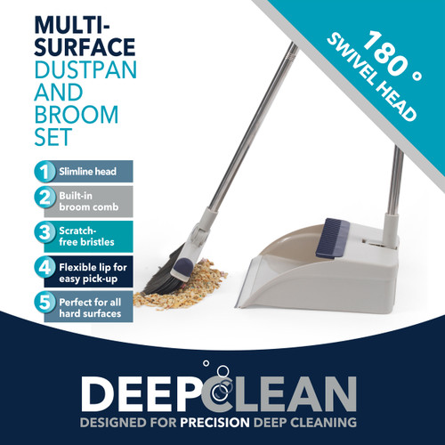 Beldray Deep Clean Dustpan & Brush Set – Long-Handled, Built-In Broom Comb